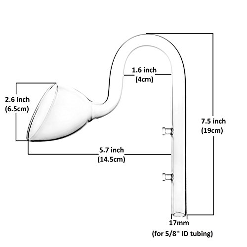 JARDLI Glass Lily Pipe Outflow for Aquarium Planted Tank (17mm for 16/22mm (5/8" ID) tubing)