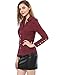 Allegra K Women Single Breasted Long Sleeve Button Decor Cuffs Shirt XL Burgundy