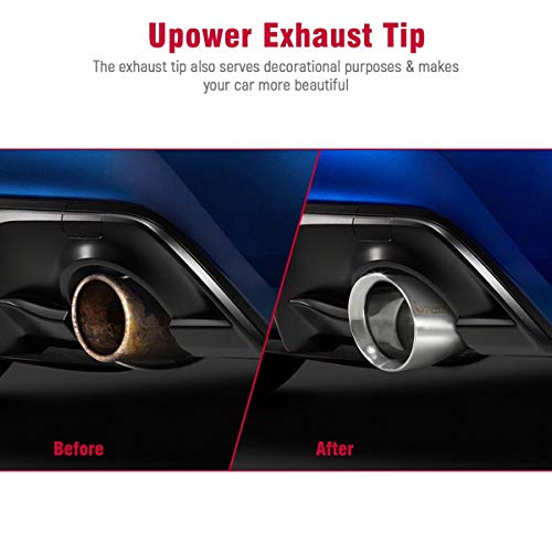 Upower Pack of 2 Double Wall 2.5" to 4" Exhaust Tips 5" Long Stainless Steel Weld-On Round Slant Tailpipe