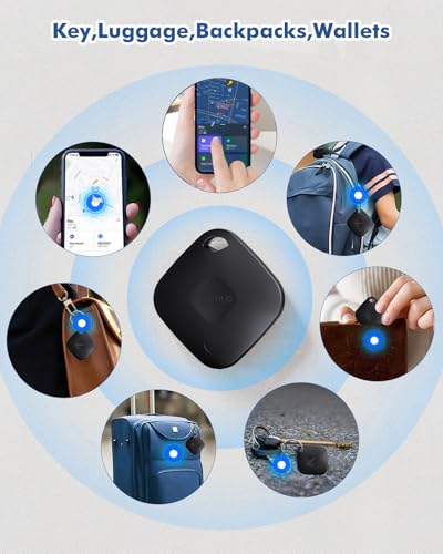 Yipoyilo Air Tracker Tag Work with Google Find Hub for Android only, not for IOS IPhone, Item Tracker Bluetooth Tracker with Privacy Protection for Key Bag, Suitcase and More 4 Pack Black