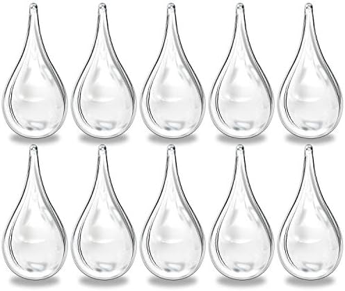 KEIVA Transparent Clear Plastic Acrylic Fill-Able Snap-On Teardrop Shape Ball Holiday Style Ornament for Event Decorations, Hanging Arts & Crafts Accessories, Party Favor Holders,Set of 10