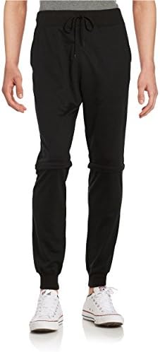 American Stitch Men's Drawstring Zip-Off Convertible Jogger Pants (Medium, Black)