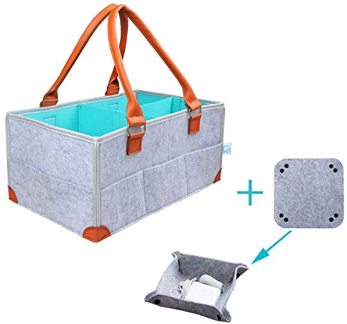 Gelible Baby Diaper Caddy- Nursery Storage Bin Changing Table Diaper Change - Baby Shower Gift Basket for Boy Girl - Newborn Registry Must Haves - Felt Coin Valet Tray Included - Thumbnail 7