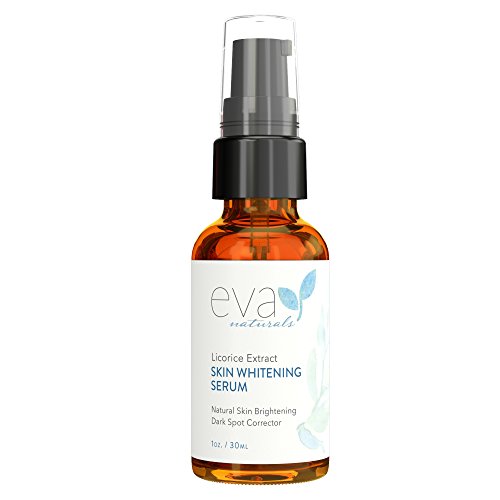 Licorice Extract Skin Whitening Serum by Eva Naturals (1 oz) - Natural Skin Lightener and Dark Spot Corrector - Gently Exfoliates for a Brighter Complexion - With Lactic Acid, CoQ10 and Vitamin E