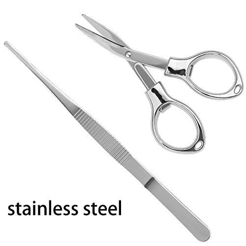 Bonsai Tools Kit 9 PCS for Starter - Fold Scissor, Brush, Tweezer, Mini Rake, Shove Weeding Fork Set - Thumbnail 4