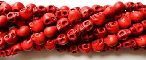 5 Red Howlite Skull Beads (Loose) - Day of the Dead (Dia De Los Muertos) - Goth
