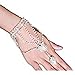 yueton 1Pieces Fashion Glitter Heart Rhinestone Hand Harness Bracelet Bangle Slave Chain Link Finger Ring Bracelet for Women