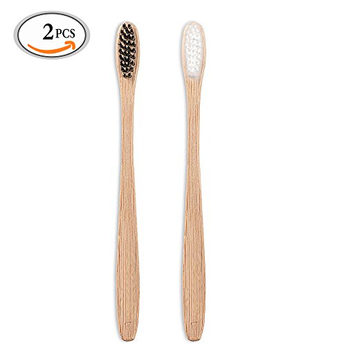 BEAUTY CARE Natural Bamboo Charcoal Adult Toothbrush Eco-Friendly and Biodegradable Soft Bristles Oral Care Teeth Care Ecological Toothbrushes (2 Pcs) (2)