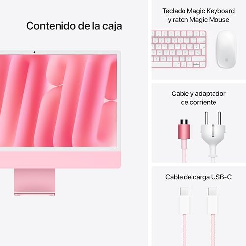 Desktop iMac All-in-One com Chip M4, CPU e GPU de 10 núcleos: Concebido para Apple Intelligence, Ecrã Retina de 24", 16GB de Memória Unificada, 256GB SSD - Rosa