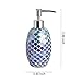 4-Pieces Bathroom Accessory Set Bright-Colored Mosaic Glass Bath Ensemble-Lotion Dispenser/Toothbrush Holder/Cotton Jar/Vanity Tray (Blue)