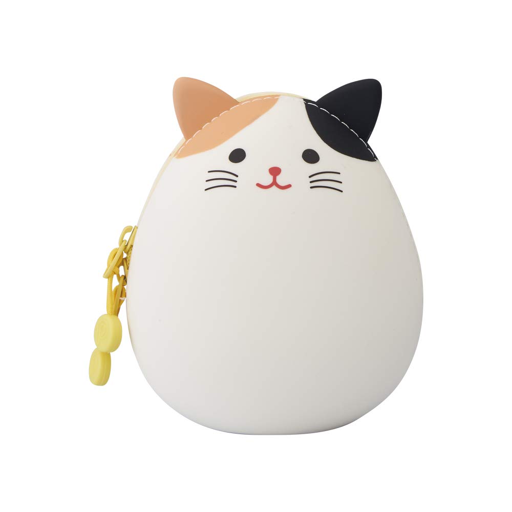 LIHITLAB PuniLabo Zipper Pouch, Egg-Shaped, Calico Cat (A7782-7), Medium: 2.2 Ã— 2.4 inches