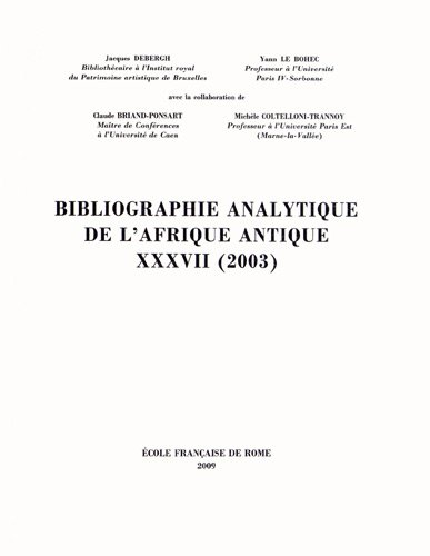 Bibliographie analytique de l'Afrique antique