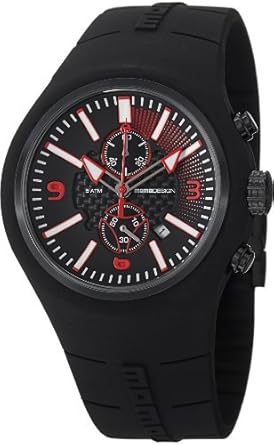MOMO Design Momodesign Mirage Chrono Mens Black Rubber Quartz Chronograph Watch Md1009Bk-04Bkrd-Rb