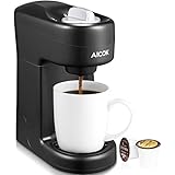 Aicok Single Serve Coffee Maker, Single Cup Coffee Brewer with One-Touch Buttons for Most Single Cup Pods including K-CUP Pods, Quick Brew Technology, 800W, Black