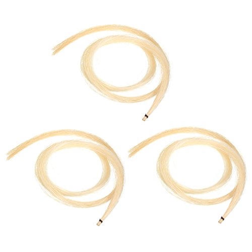 image for MonkeyJack 3 Hanks of Violin Bow Hair White Horse Tail for Violin Viol