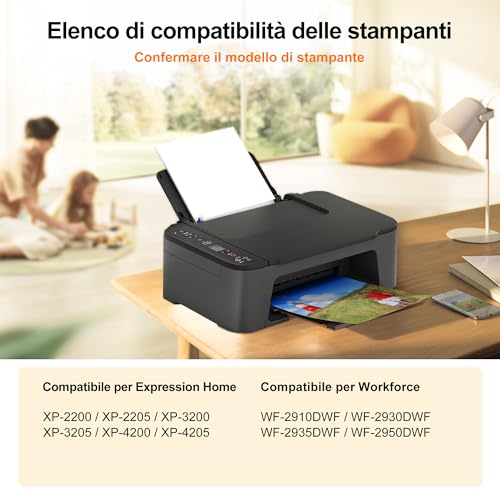 Sqwekd Compatible Ink Cartridges for Epson Expression Home XP-2200 XP-2205 XP-3200 XP-3200 XP-3205 XP-4200 XP-4205 Workforce WF-2910 WF-2930 WF-2935 WF-2950 (4 Black, 2 Cyan, 2 Mag) enta, 2 JAAand )