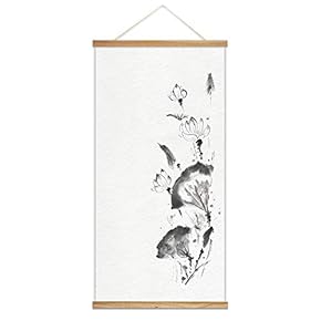 Hanging Poster NO Magnetic Wooden Framed, Ink Painting Designs Home Wall Canvas Prints Decoration Ready to Hang - 18"x36"