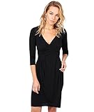 KRISP Womens Knee Length Wrap Dress 3/4 Sleeve Jersey Midi