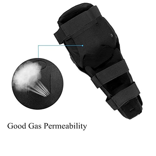 Qii lu 4 pcs Motorcycle Motocross Cycling Elbow and Knee Pads Protection Shin Guards Body Armor Set Black for Adults(Black) - Thumbnail 3