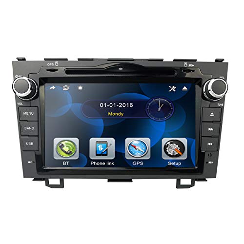 hizpo 8 Inch Double Din Car Navigation DVD Player Fit for Honda CRV 2007 2008 2009 2010 2011 Sopport Radio Mirrorlink Bluetooth Steering Control + Backup Reversing Rear View Camera