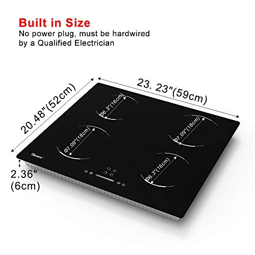 Electric Cooktop 24" Dropin Countertop Burner, Induction Cooktop, GIONIEN Stove Cooker with 4
