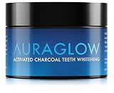 AuraGlow Activated Charcoal Teeth Whitening Powder Natural + Bamboo Toothbrush, 60g