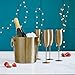 VonShef Brushed Gold Champagne Bucket with 4 Gold Champagne Flutes Glasses, 175oz, Etched Stainless Steel Ice Bucket with Carry Handles