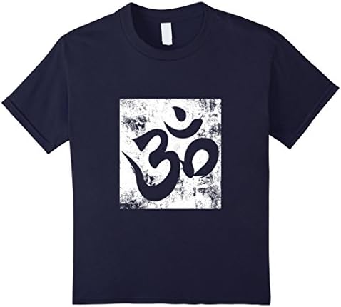 Kids Unique Calligraphy Om, Yoga, Hindu, Isha, Meditation T-Shirt 12 Navy