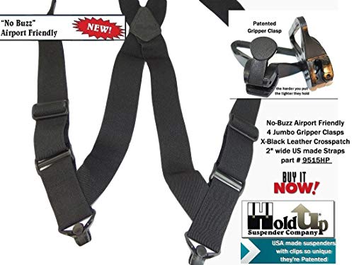 Airport Friendly/No Buzz Suspenders for Men (Black 2" Hip) - Thumbnail 7