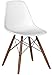 Poly and Bark Vortex Modern Mid-Century Side Chair with Wooden Walnut Legs for Kitchen, Living Room and Dining Room, White (Set of 2)