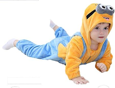 Aokaixin Baby Boys Girls Rompers Toddler All In One Hooded Soft Baby Suit (80(6M-12M), Minions)