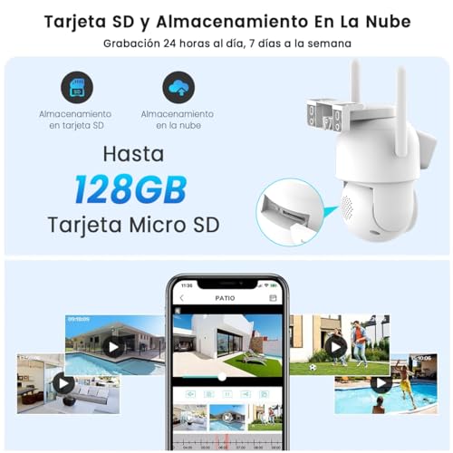 E T EASYTAO Q29 Cámara de Seguridad Exterior, 2K 3MP Cámara Wifi de Doble Lente, Tris Home/ICSee APP, IP66 Impermeabile, con Audio Bidireccional, Detección de Movimiento, Visión Nocturna, Compatible Alexa