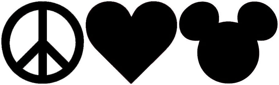 Peace Love Mickey CCI Decal Vinyl Sticker|Cars Trucks Vans Walls Laptop|Black |5.5 x 2.0in|CCI2122