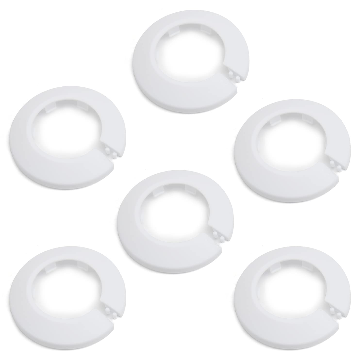 MroMax 1.69"/43mm Pipe Cover, Flange White Pipe Collar Wall Pipe Tube Decoration, Pipe Hole Collars for Radiator, Bathroom 6pcs — image 1