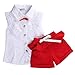 Fancy Baby Girls Princess Lace Floral Tops Shirt+Short Pants Outfits Set Twinset (5-6 Years, White&red)