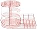 Sorbus Rotating Makeup Organizer Station Nail Bar, 360° Rotating Adjustable Carousel with Tray for Cosmetics, Skincare, etc — Great for Vanity, Bathroom, Bedroom (Adjustable Carousel Station - Pink)