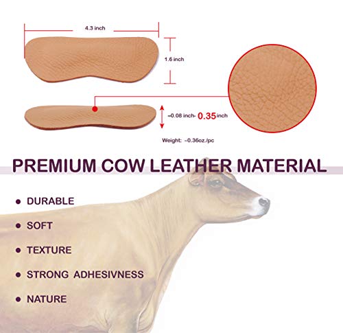 Leather Heel Grips Liner Cushions Inserts for Loose Shoes,Shoe Pads for Shoes Too Big, Improved Shoe Fit and Comfort,2 Pairs Khaki 0.35inch Thick