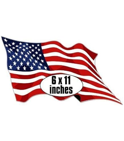 Large 8x5 Inch Waving American Flag Sticker Decal – USA Made, For Truck, Car Window, Or Bumper
