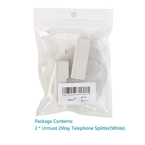 Urmust RJ11 6P4C Plug to 2-Way RJ11 Dual Female Secondary Splitter Socket Adapter for Landline Telephone Modular Phone Cable Separator Jack Filter