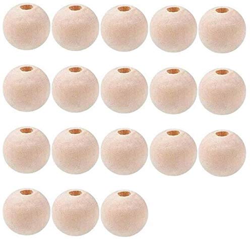 POFET 100pcs Wooden Beads - 20mm Natural Round Beads for Crafts, DIY, Handmade Decorations & Jewellery Making โ image 1