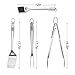 RWM BBQ Grill Tool Set - Heavy Duty Integrated Extra Thick Extension Stainless Steel Grill Utensil Set,Spatula, Basting Brush,Fork & Tongs,Giant(Set of 4)