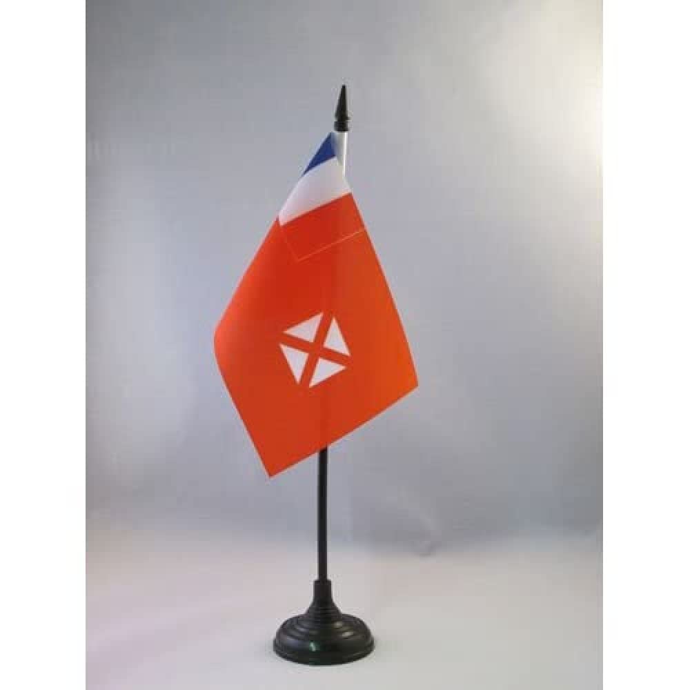 AZ FLAG - Wallis and Futuna Table Flag 4'' x 6'' - Wallisian Office Mini Banner 100% Polyester 15 x 10 cm - Mini Desk Flag with 10'' Pole and Black Plastic Base — image 1