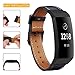 Mornex Leather Band Compatible with Fitbit Charge 3/ Charge 4, Replacement Genuine Leather Bands for Women Men(Black-Black Buckle)