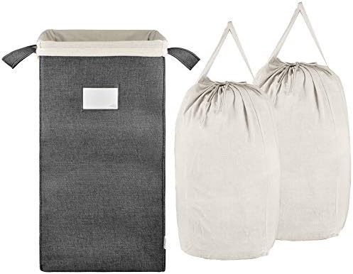 MCleanPin 210L Laundry Hamper Collapsible with 2 Washable Laundry Bags, Dirty Clothes Hamper,Laundry Basket with Handles Foldable Hamper Dorm Laundry Basket for College(Classic Black)