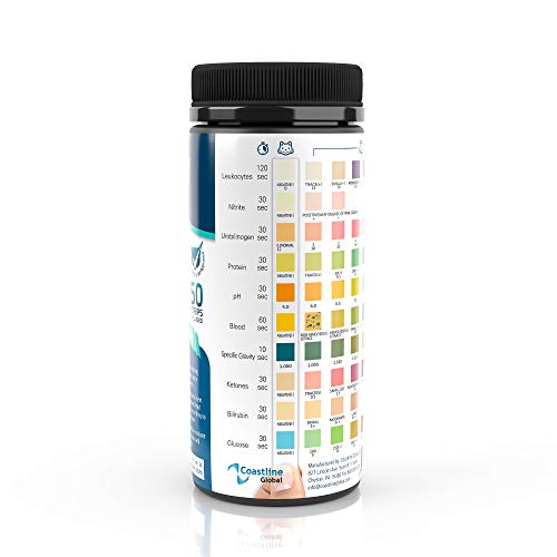 CheckUp 10 Parameters Urine Test Strips for Cat and Dog x 50, Monitoring pet Health, Detects