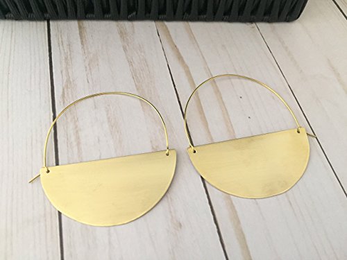 Brass Half Moon Hoop Earrings