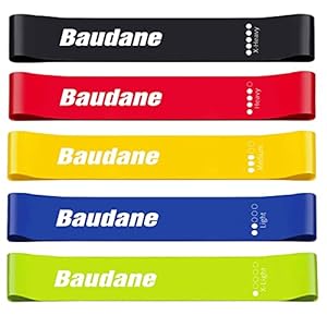 Baudane-Resistance-BandsSet-of-5-Skin-Friendly-Resistance-Band-Fitness-Exercise-Loop-Bands-with-5-Different-Levels-Elastic-Band-for-Home-Gym-Training-ArmsLegsPilatesYoga-Free-Carrying-Case-Included Resistance Bands,Set of 5 Skin-Friendly Resistance Band, Fitness Exercise Loop Bands with 5 Different Levels Elastic…
