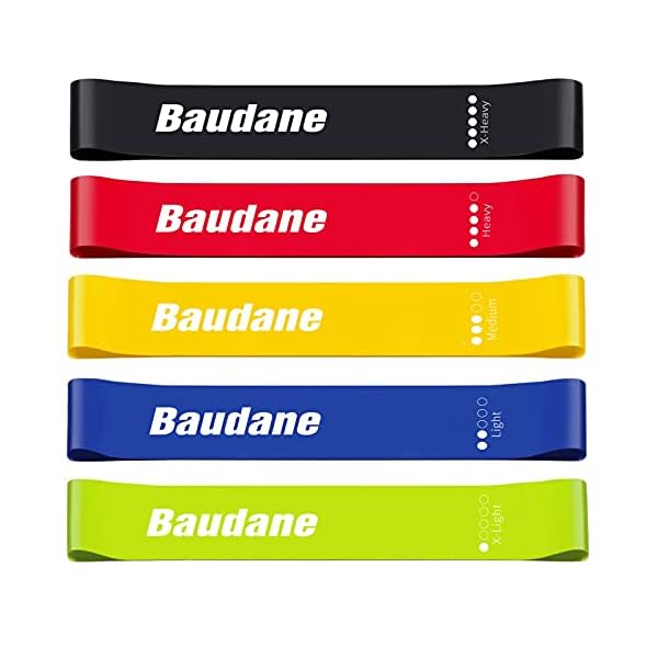 Baudane-Resistance-BandsSet-of-5-Skin-Friendly-Resistance-Band-Fitness-Exercise-Loop-Bands-with-5-Different-Levels-Elastic-Band-for-Home-Gym-Training-ArmsLegsPilatesYoga-Free-Carrying-Case-Included Resistance Bands,Set of 5 Skin-Friendly Resistance Band, Fitness Exercise Loop Bands with 5 Different Levels Elastic…