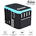 International USB Travel Power Adapter - UNIDAPT All in One Universal Wall Charger Plug Adapter for US USA EU UK AUS Asia with 4-USB 5.6A+ Type C Smart Charging Port (Blue)