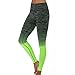 TD Collections Women's Slim Two Tone Workout Full Length Yoga Pants (L, Black + Neon Green)